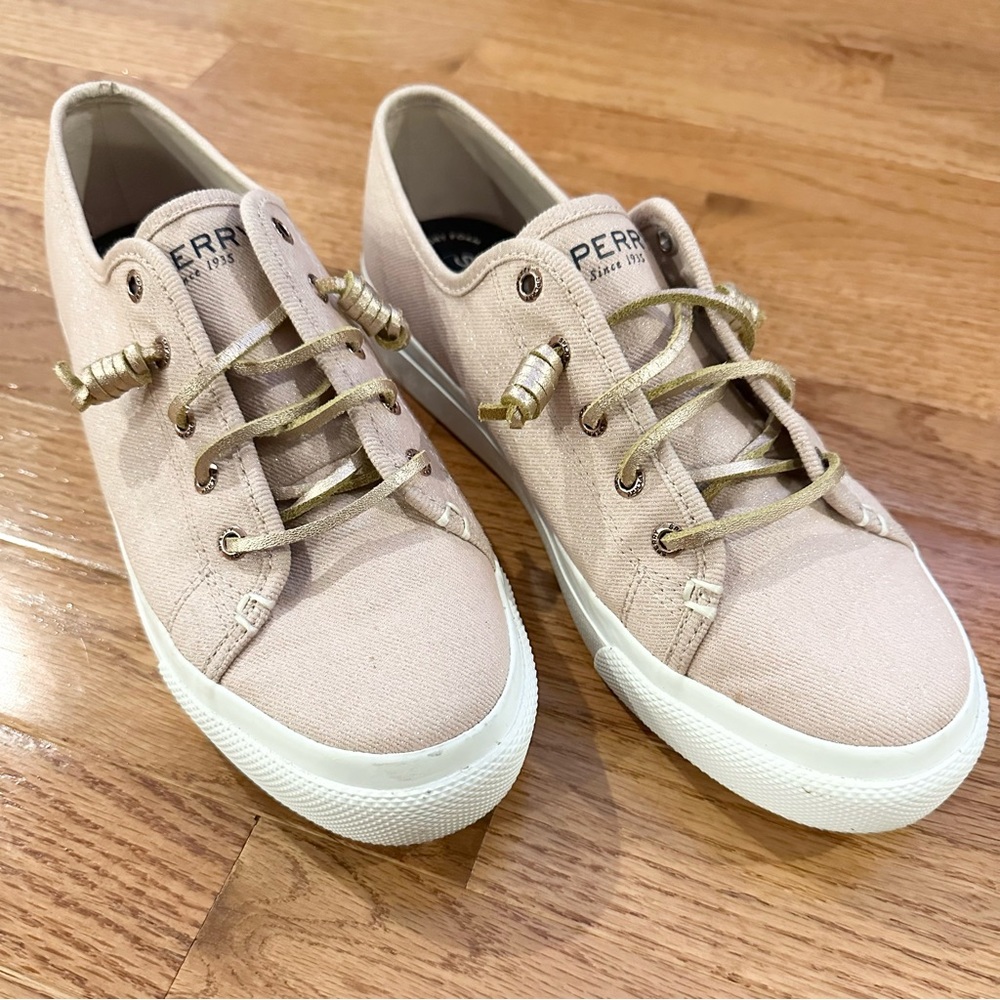 Sperry Topsider Shoe Memory Foam Pink and Gold size 10